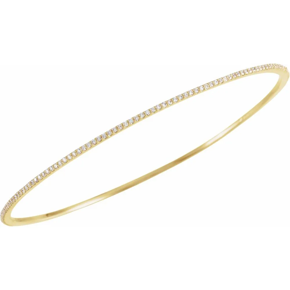1.4mm 14k Yellow, White or Rose Gold 1 Ctw Diamond Bangle Bracelet