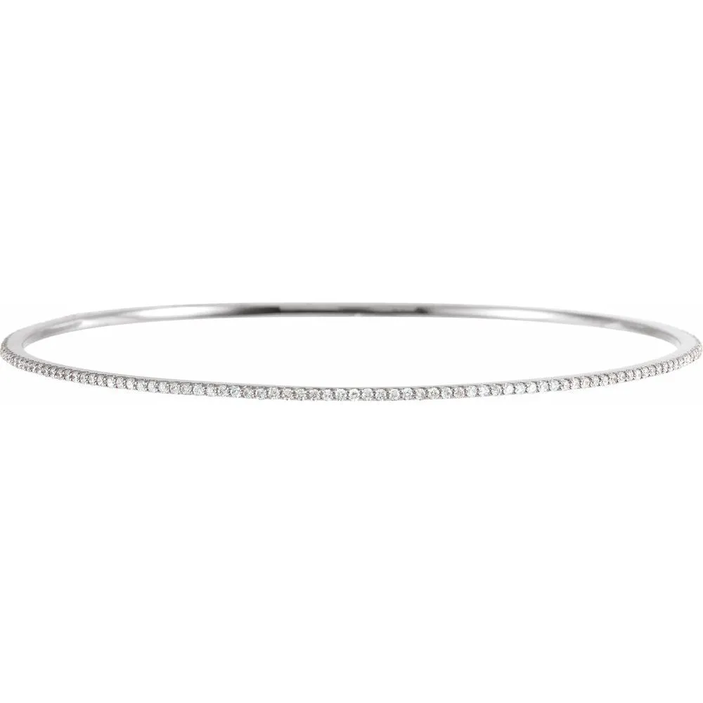 1.4mm 14k Yellow, White or Rose Gold 1 Ctw Diamond Bangle Bracelet