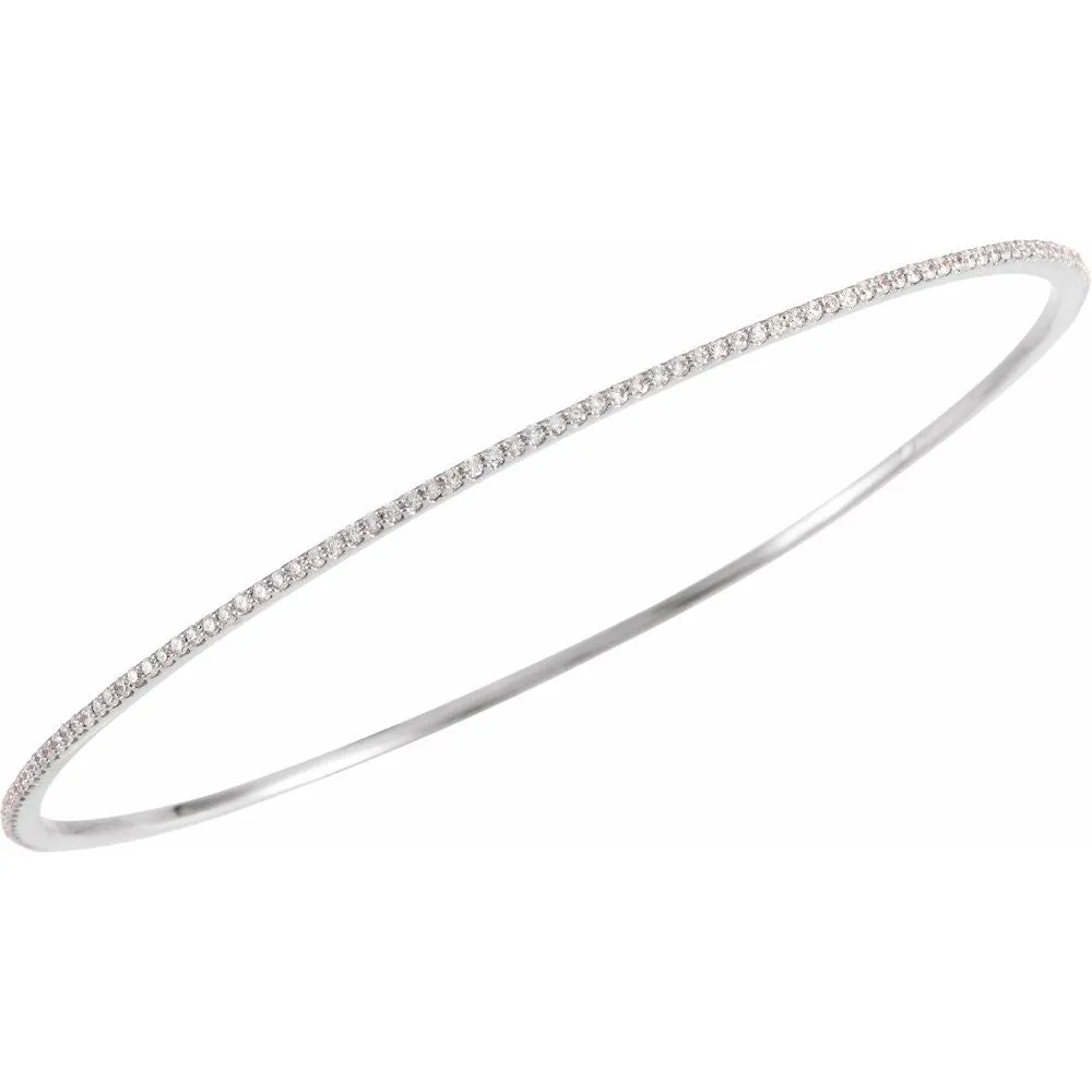 1.4mm 14k Yellow, White or Rose Gold 1 Ctw Diamond Bangle Bracelet