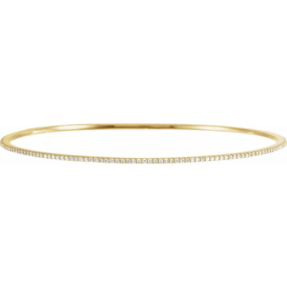 1.4mm 14k Yellow, White or Rose Gold 1 Ctw Diamond Bangle Bracelet
