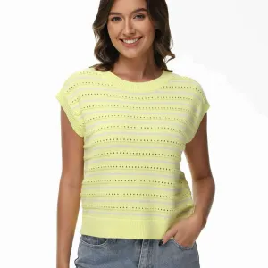 525 - Bianca Crew Neck Stripe Vest - Margarita