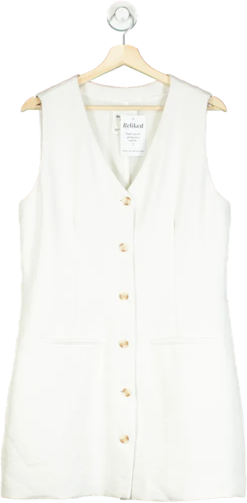Abercrombie & Fitch White Sleeveless Button Front Dress UK L