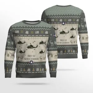 AH-1J SeaCobra AH1J_Aircraft Ugly Sweater, Ugly Sweater Christmas Shirt for Men Dad Veteran