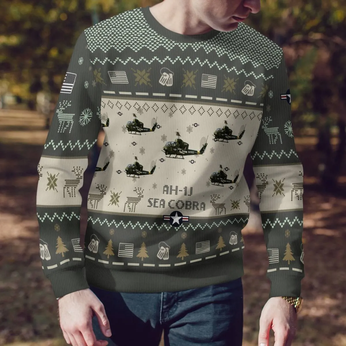 AH-1J SeaCobra AH1J_Aircraft Ugly Sweater, Ugly Sweater Christmas Shirt for Men Dad Veteran