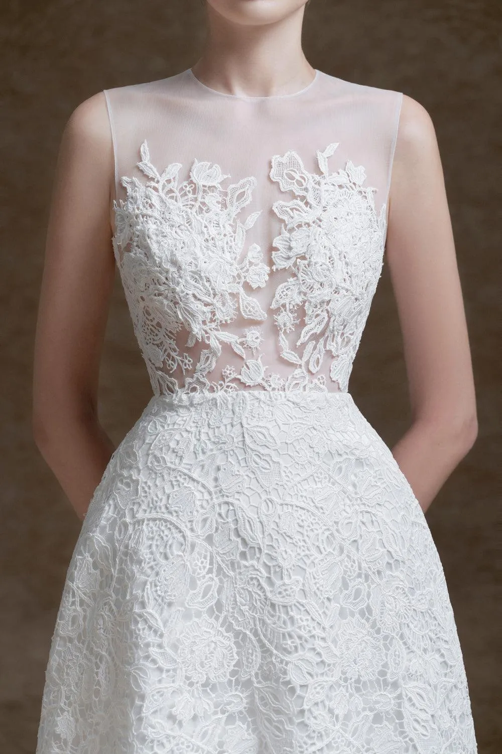 Amour A-line Sleeveless Lace Mini Dress