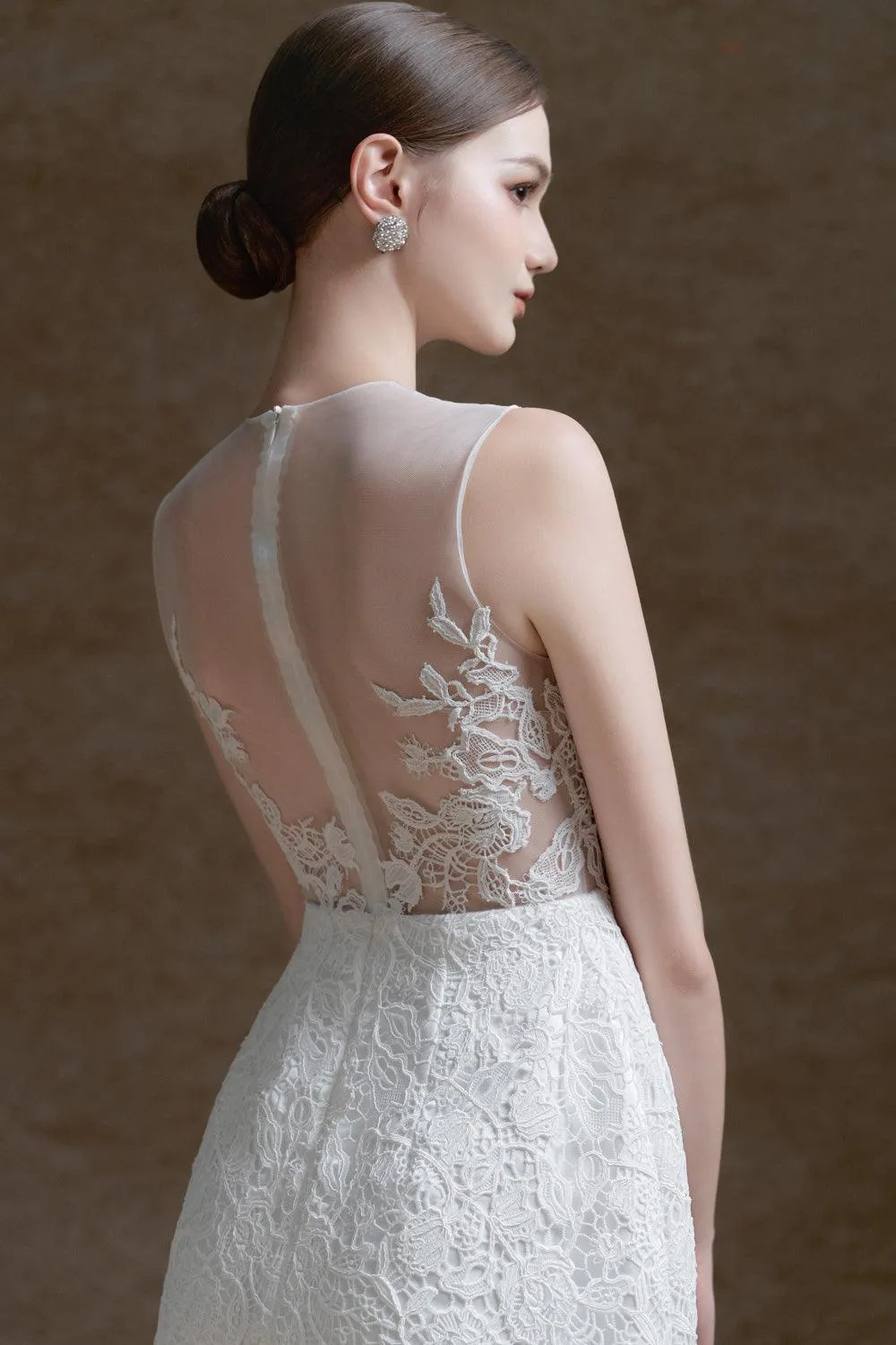 Amour A-line Sleeveless Lace Mini Dress