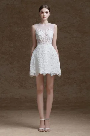 Amour A-line Sleeveless Lace Mini Dress