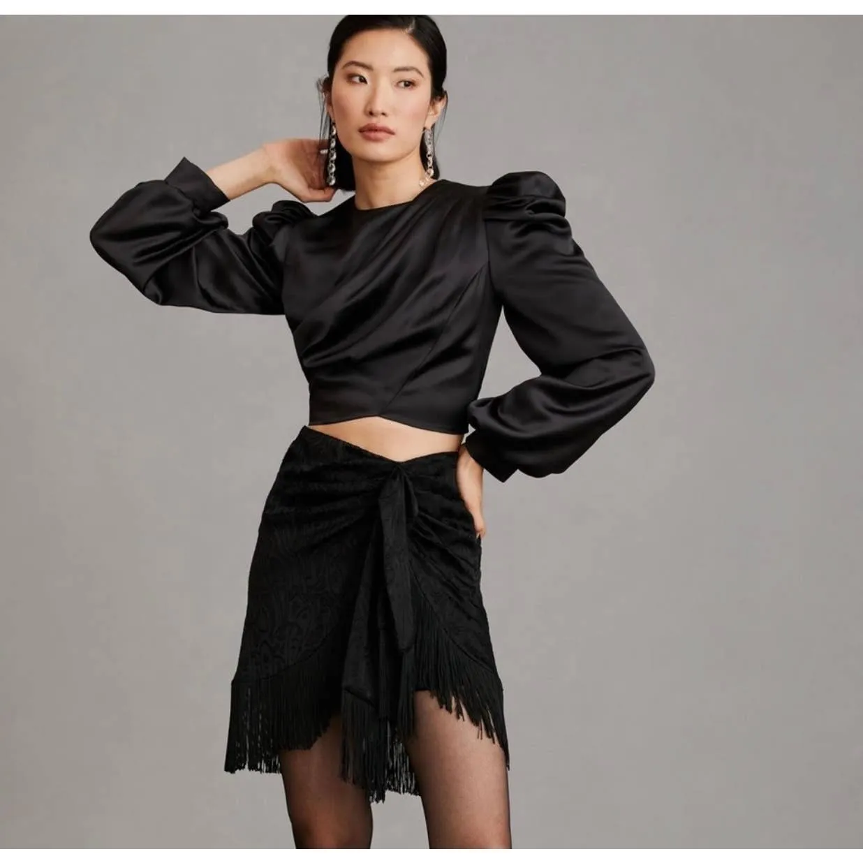 Anthropologie Mare Mare Puffsleeve Top Size 2X Black New Plus Size