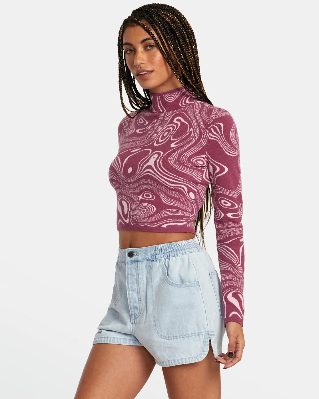 Après Sweater Long Sleeve Crop Top - Mulberry