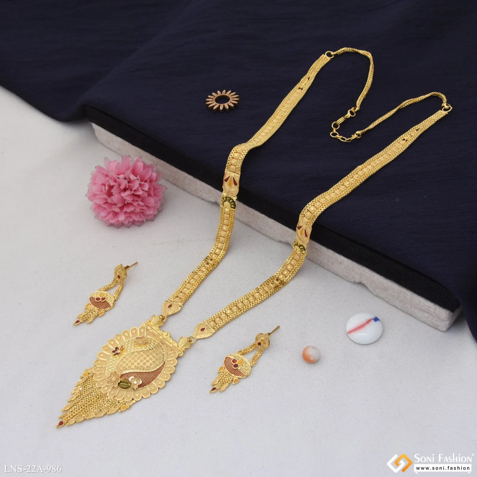 Artisanal Design Gold Plated Necklace Set for Women - Style A986