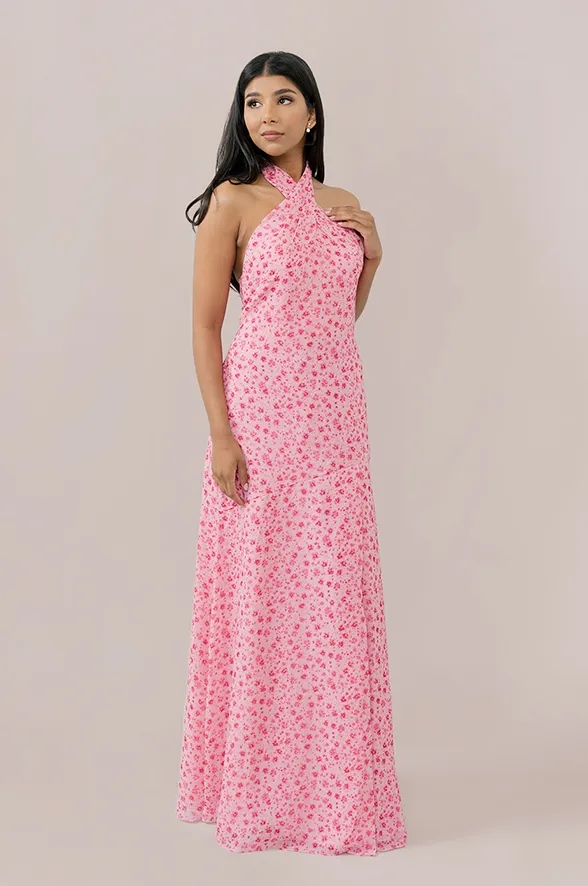 Athena Chiffon Floral Print Dress | Made To Order