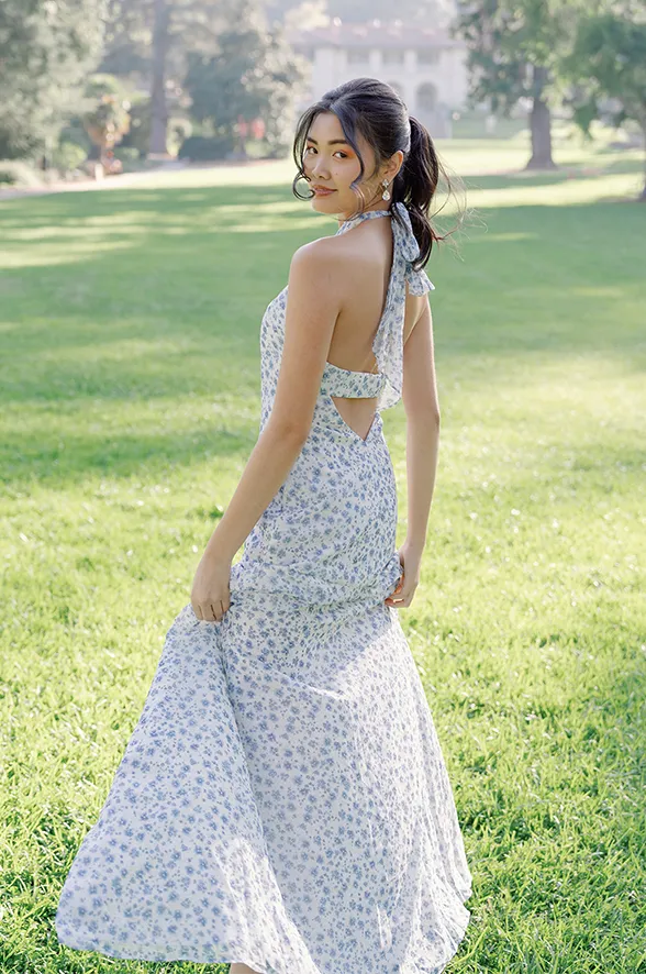 Athena Chiffon Floral Print Dress | Made To Order