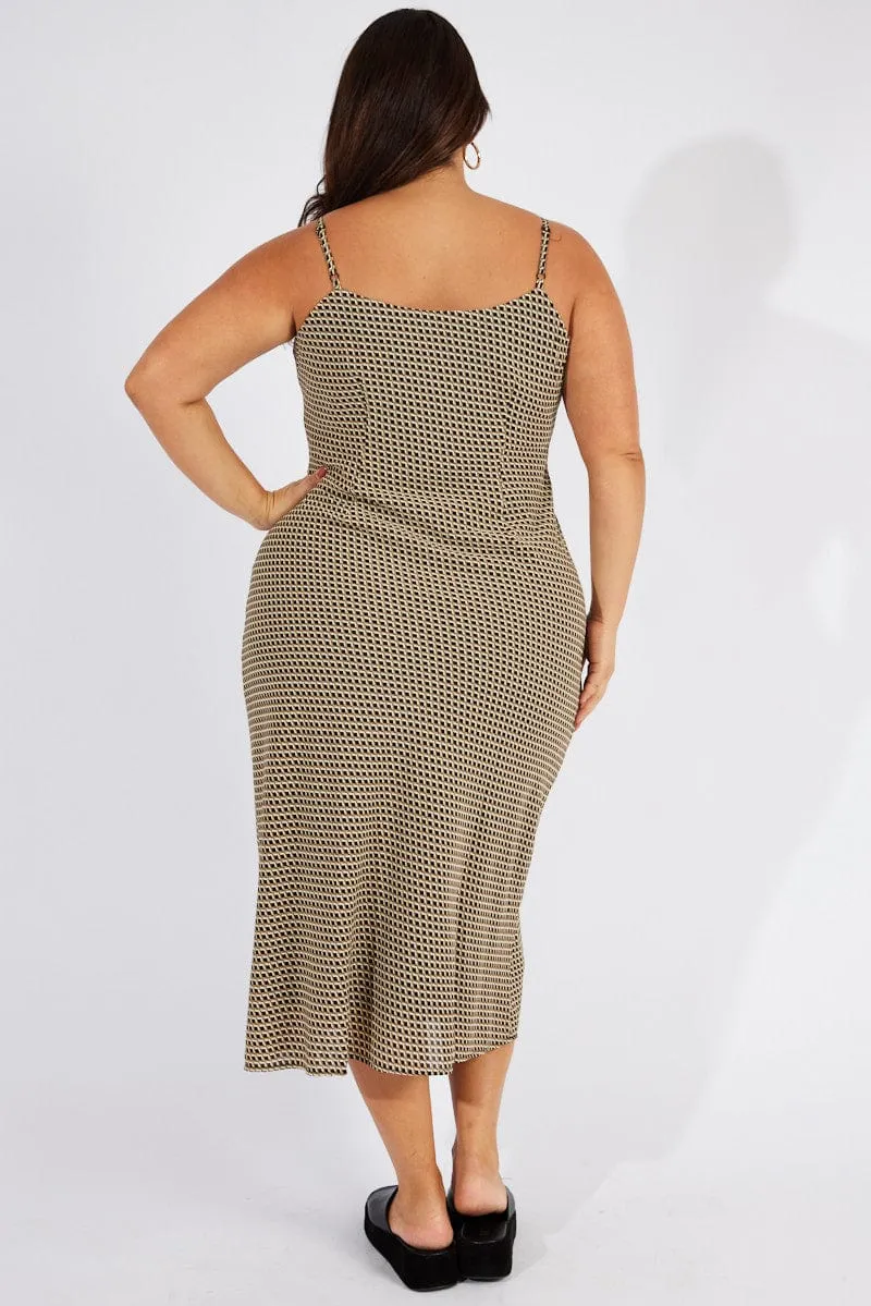 Black Geo Slip Dress Sleeveless