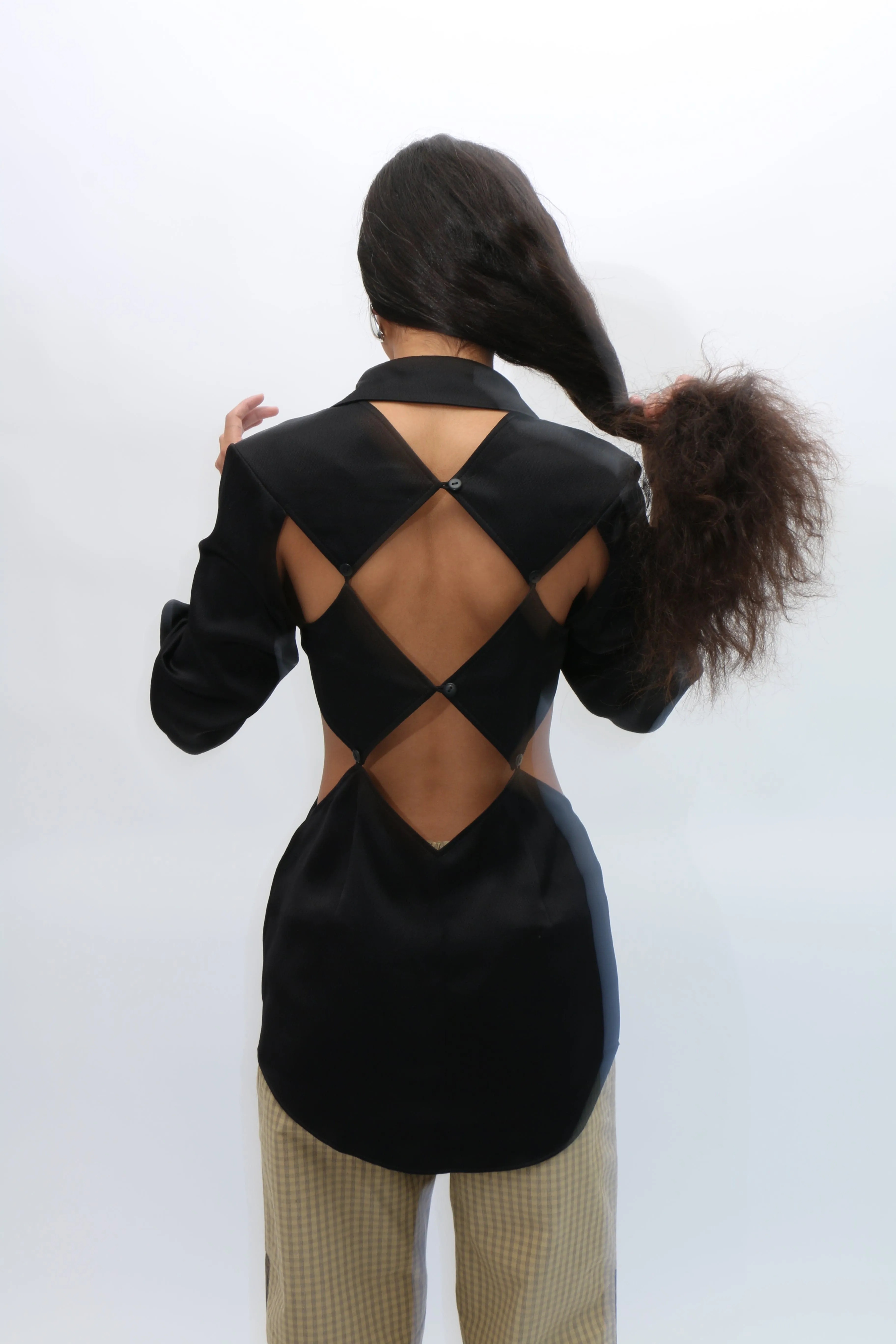 Black Squares Silk Shirt