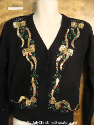 Bling 80s Ribbons Ugly Christmas Sweater