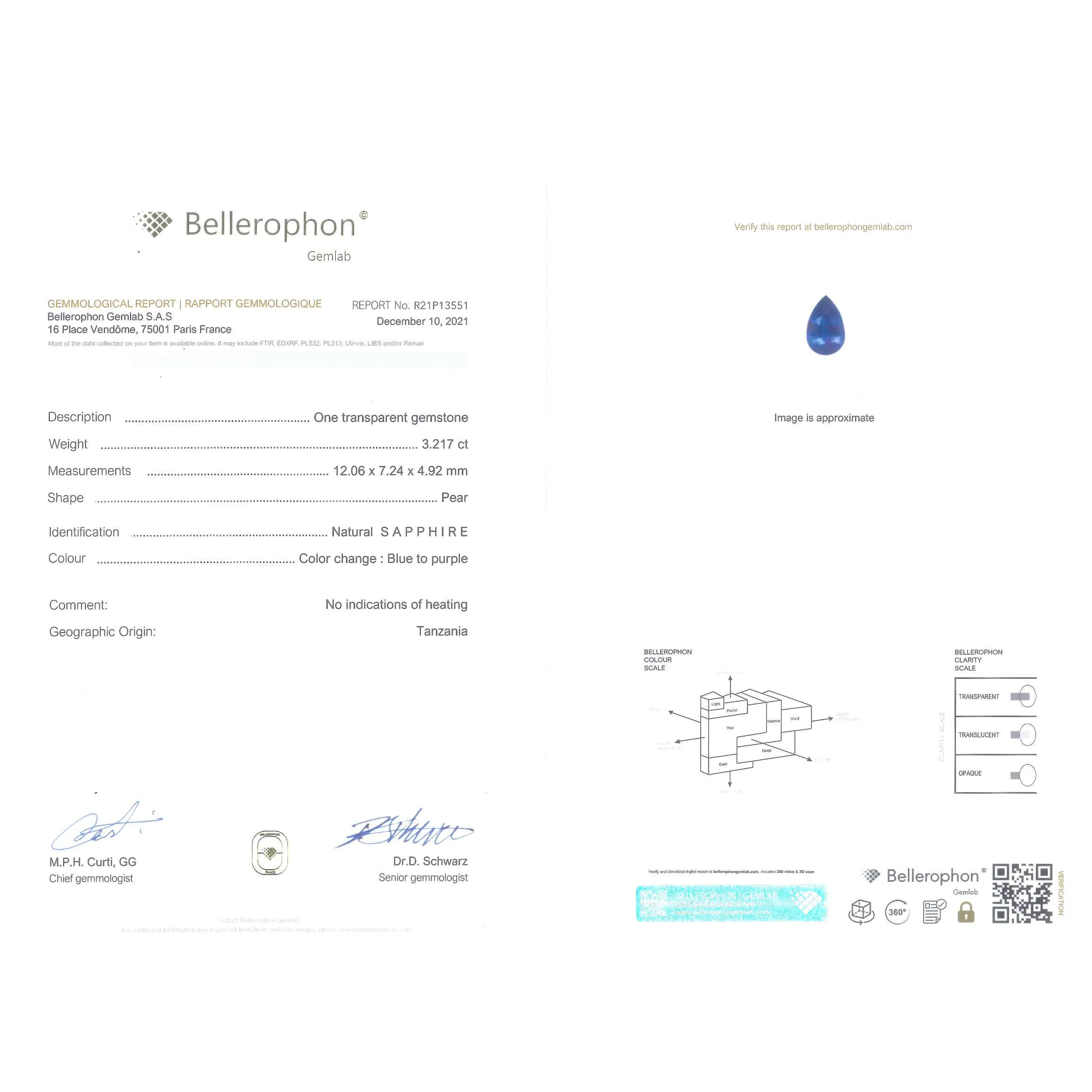 Blue Brilliant Sapphire - 3.21ct Pear