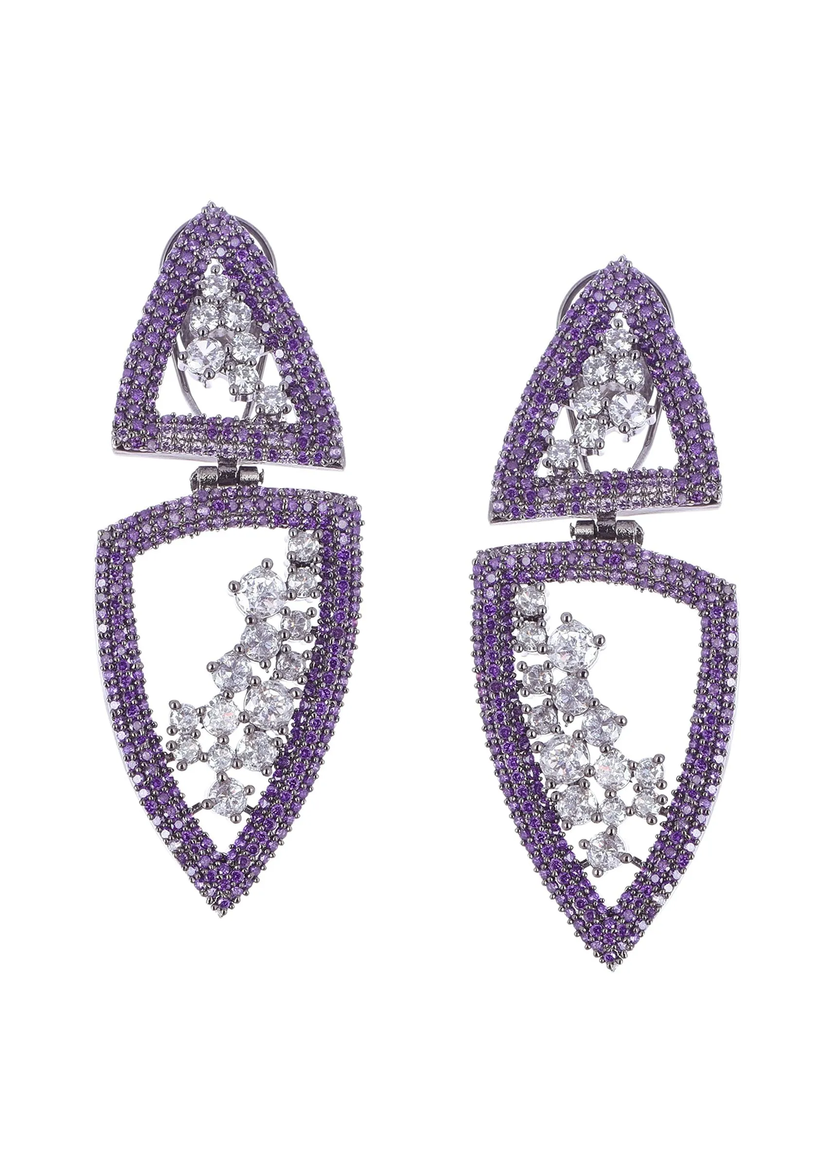 Blue Diamond Dangler Earrings In Mix Metal