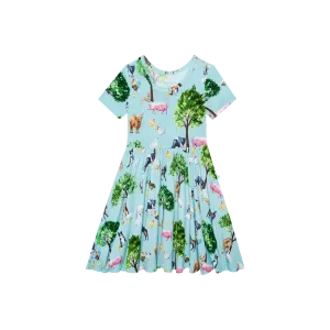 Brayden - Short Sleeve Basic Twirl Dress Posh Peanut
