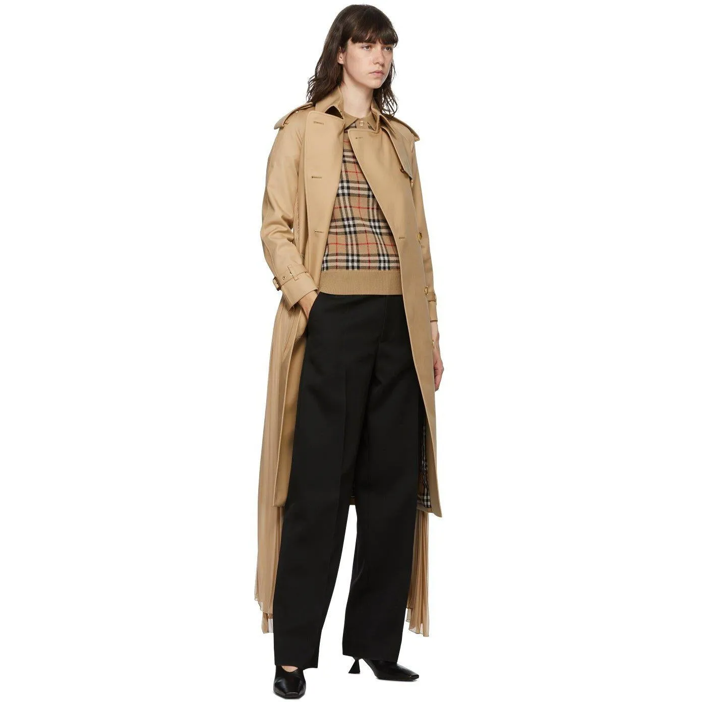 Burberry Beige Twill Sash Coat