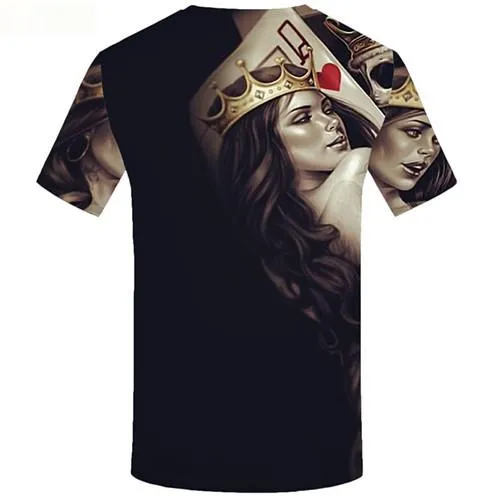 Card T-shirt Men Black Tshirts Novelty Skull Tshirts Casual Beauty T-shirts 3d King Tshirts Cool Short Sleeve Fashion Men/women