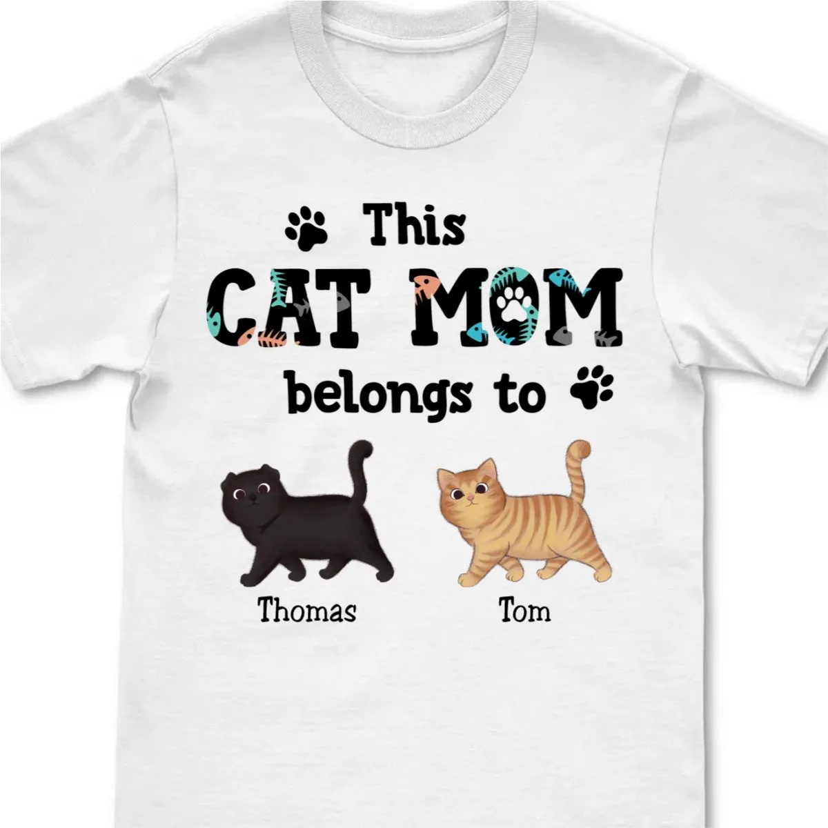 Cat Lovers - This Cat Mom Belongs To - Personalized T-Shirt