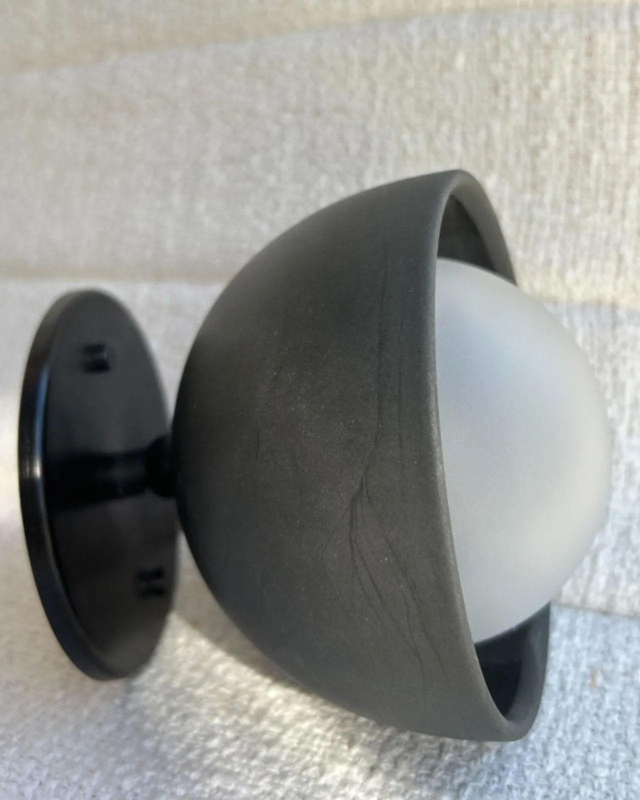 Ceramic Bowl Angle Wall Light | Slate & Black | SALE