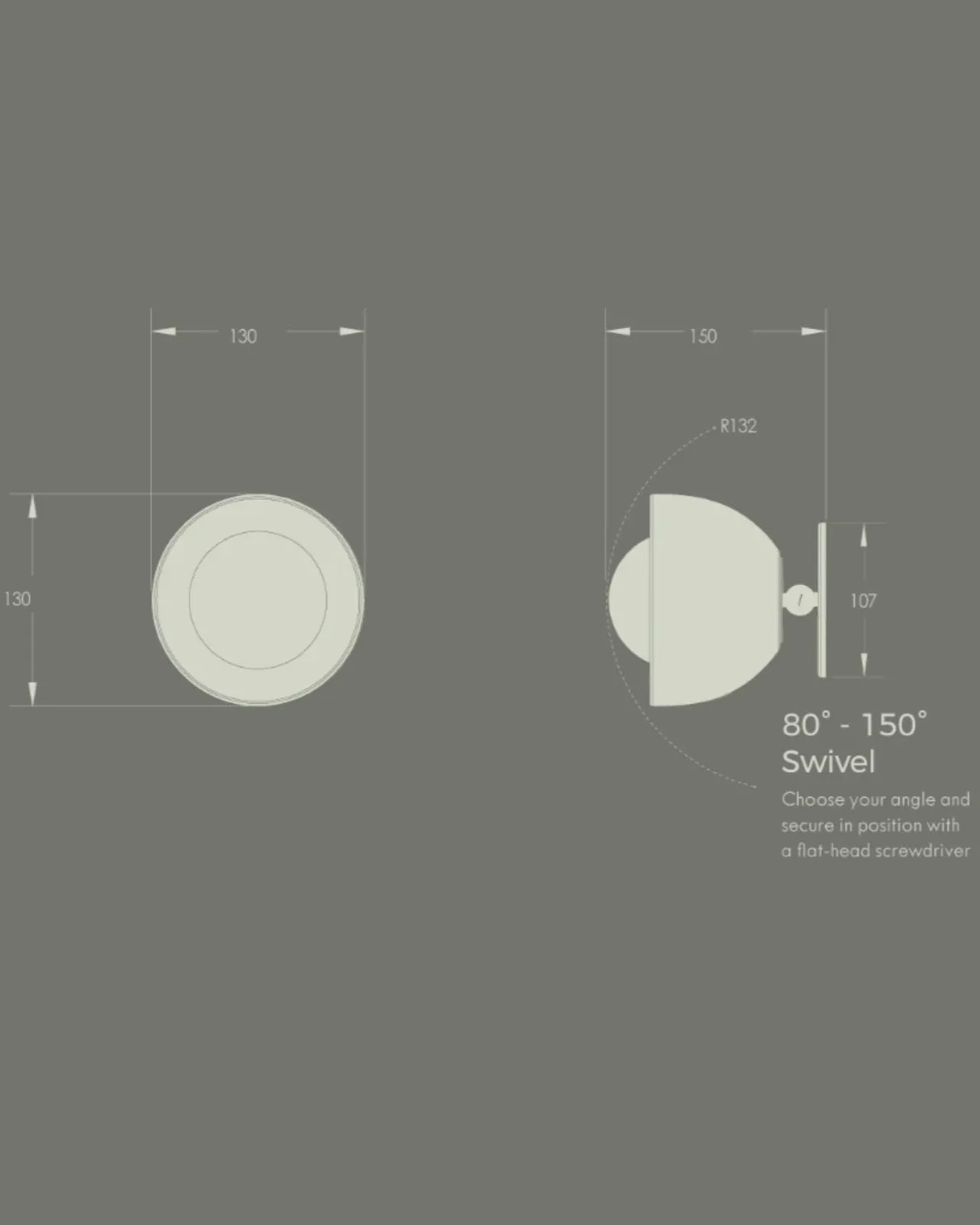 Ceramic Bowl Angle Wall Light | Slate & Black | SALE