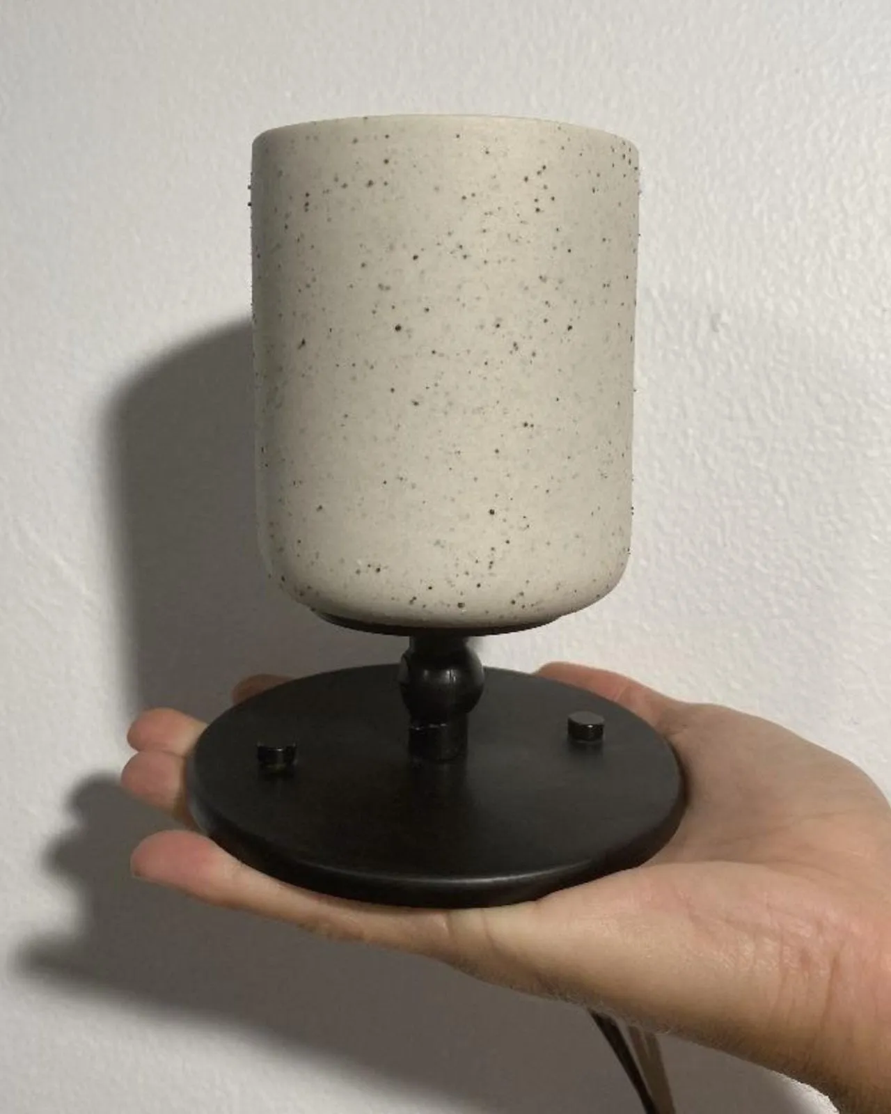 Ceramic Short Adjustable Wall Light | Vanilla Bean & Black | SALE