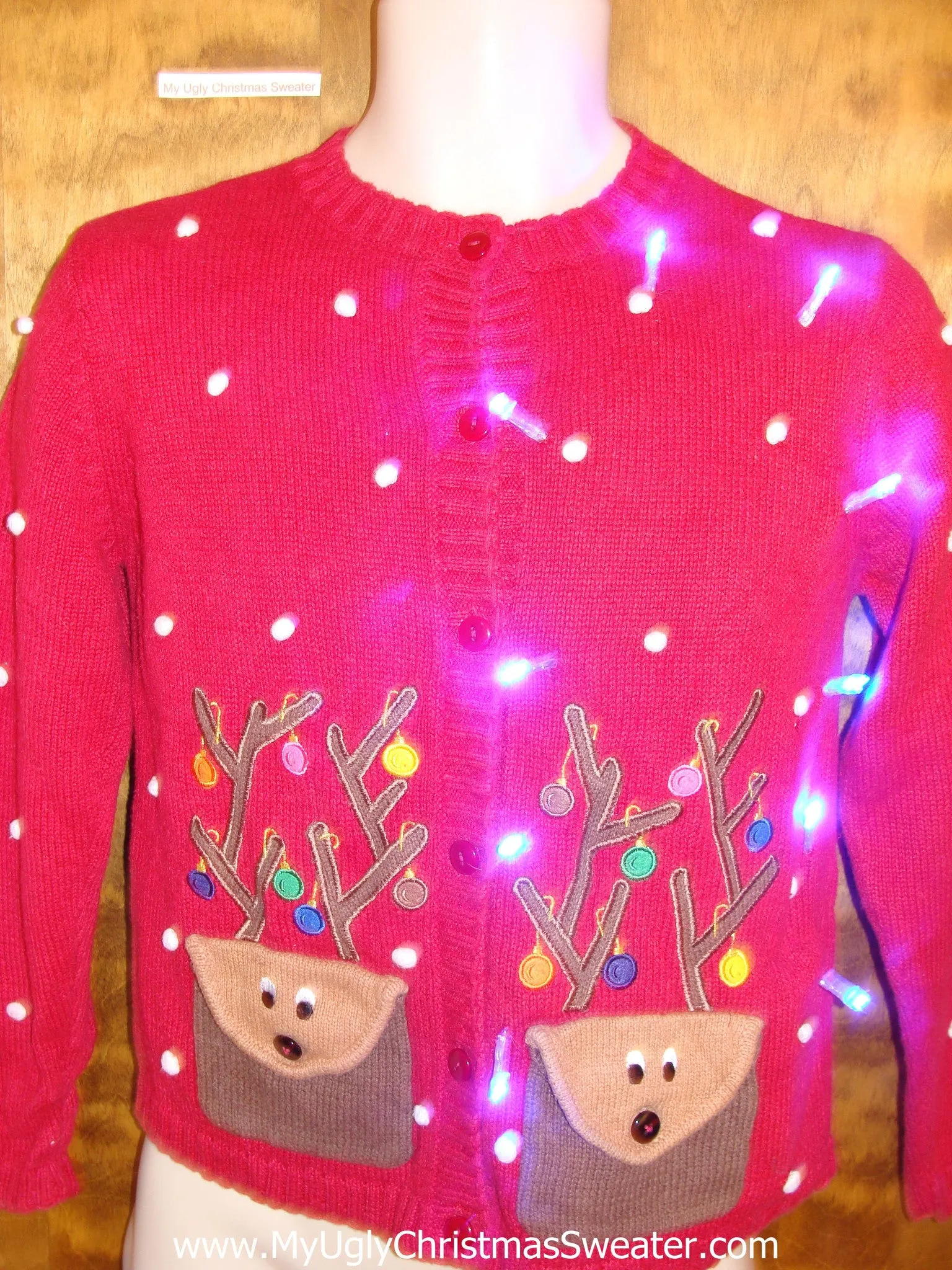 Child Fun Reindeer Light Up Cheesy Christmas Sweater