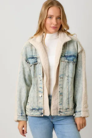 Cream Soda Sherpa Denim Jacket, Final Sale