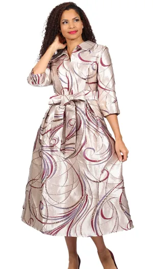 Diana Couture Church Dress 8831-Champagne/Burgundy