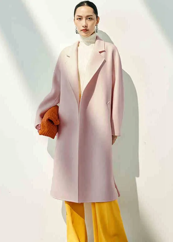 Double Face Wool Cashmere Belted Wrap Long Coat