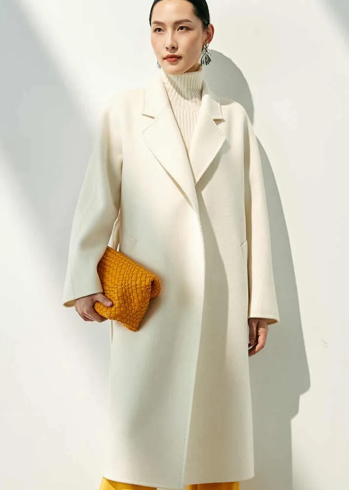 Double Face Wool Cashmere Belted Wrap Long Coat