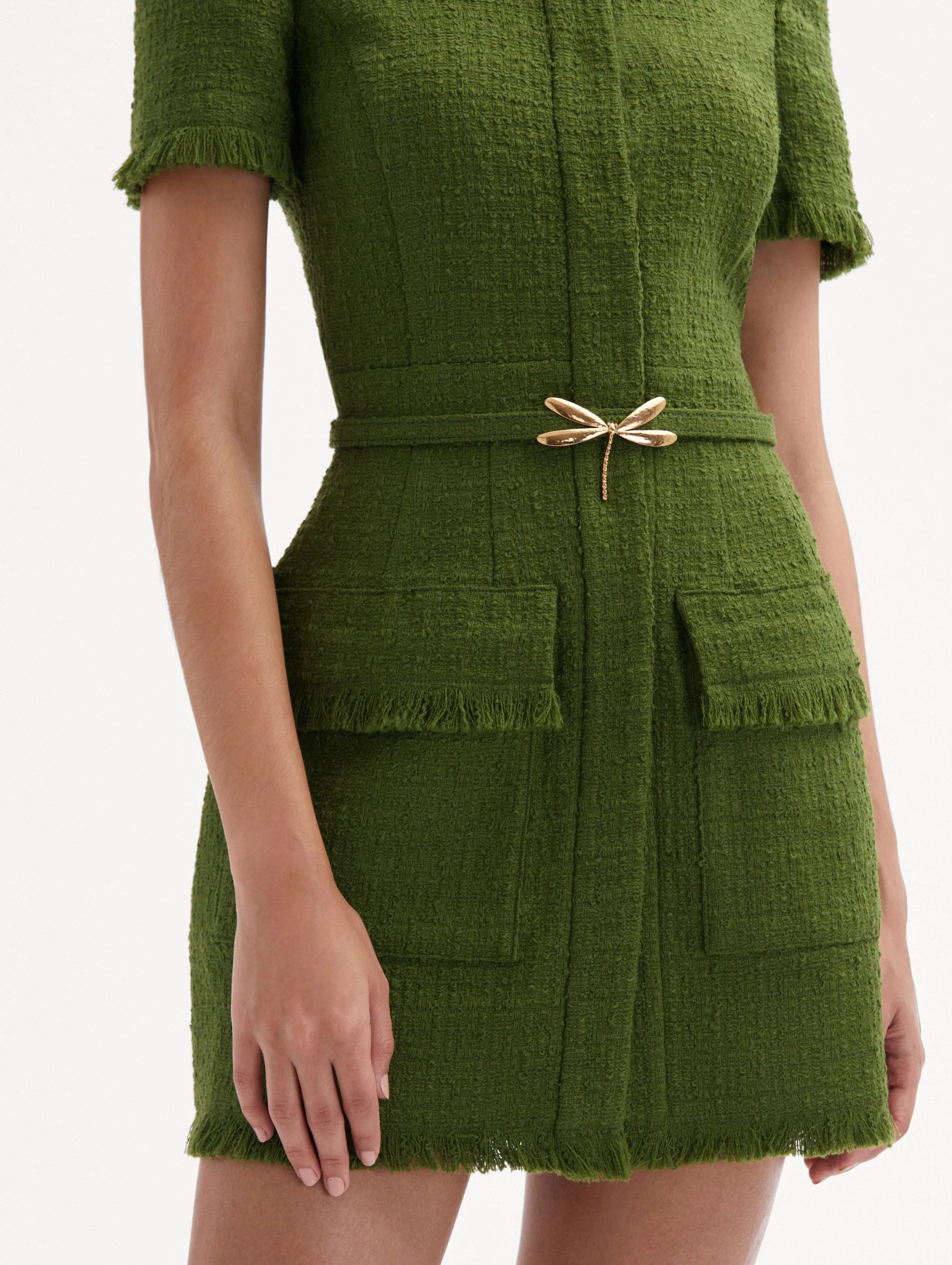 Dragonfly Belt Tweed Dress