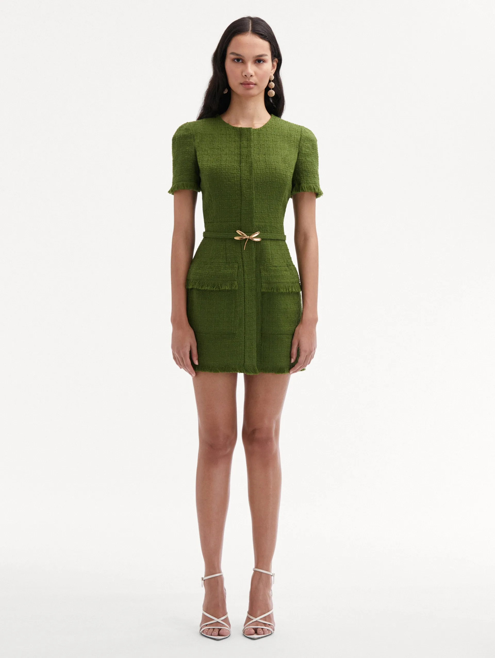 Dragonfly Belt Tweed Dress