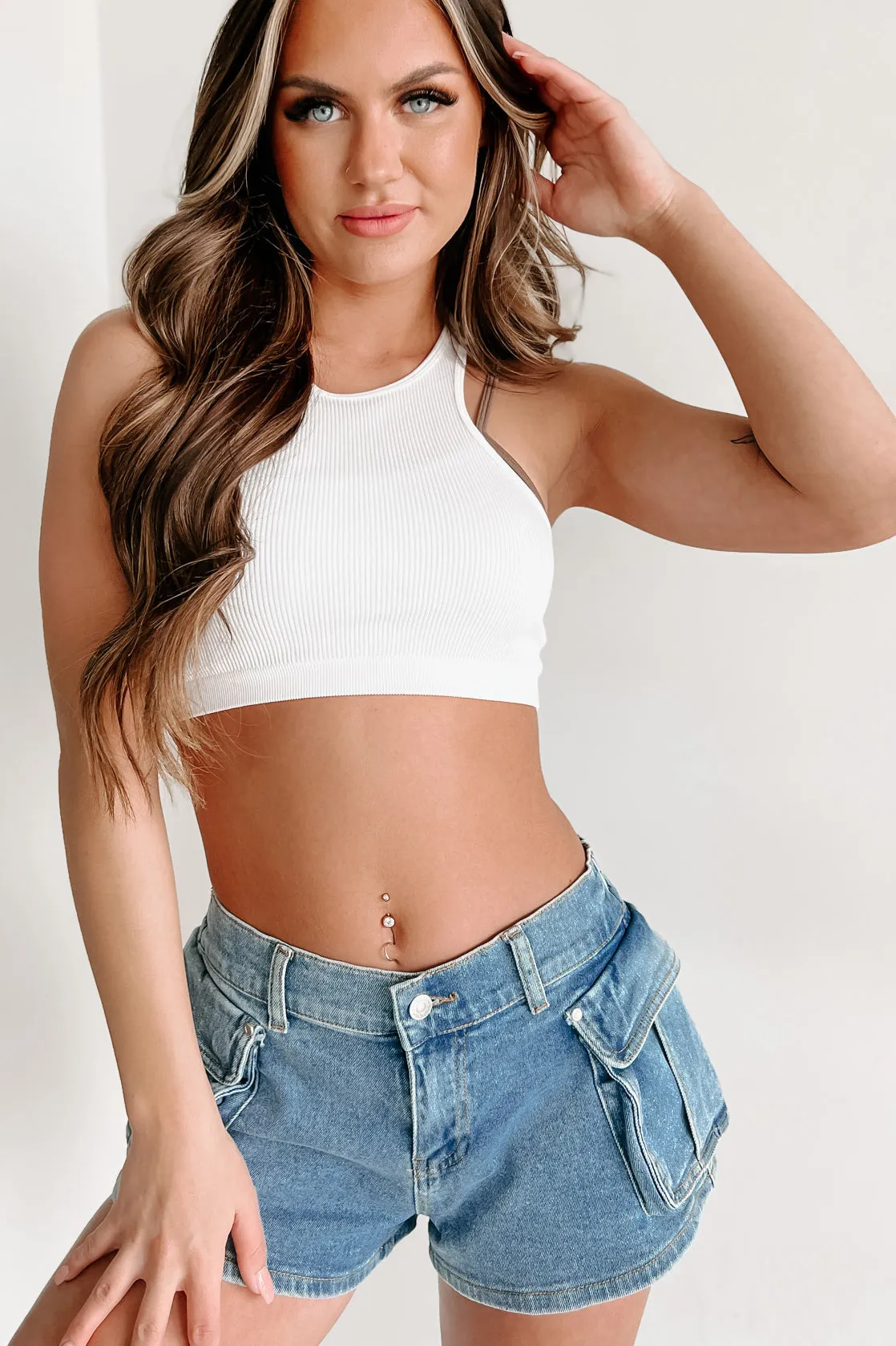 Enjoying My Day Double-Layered Crop Top (Off White/Dark Brown)