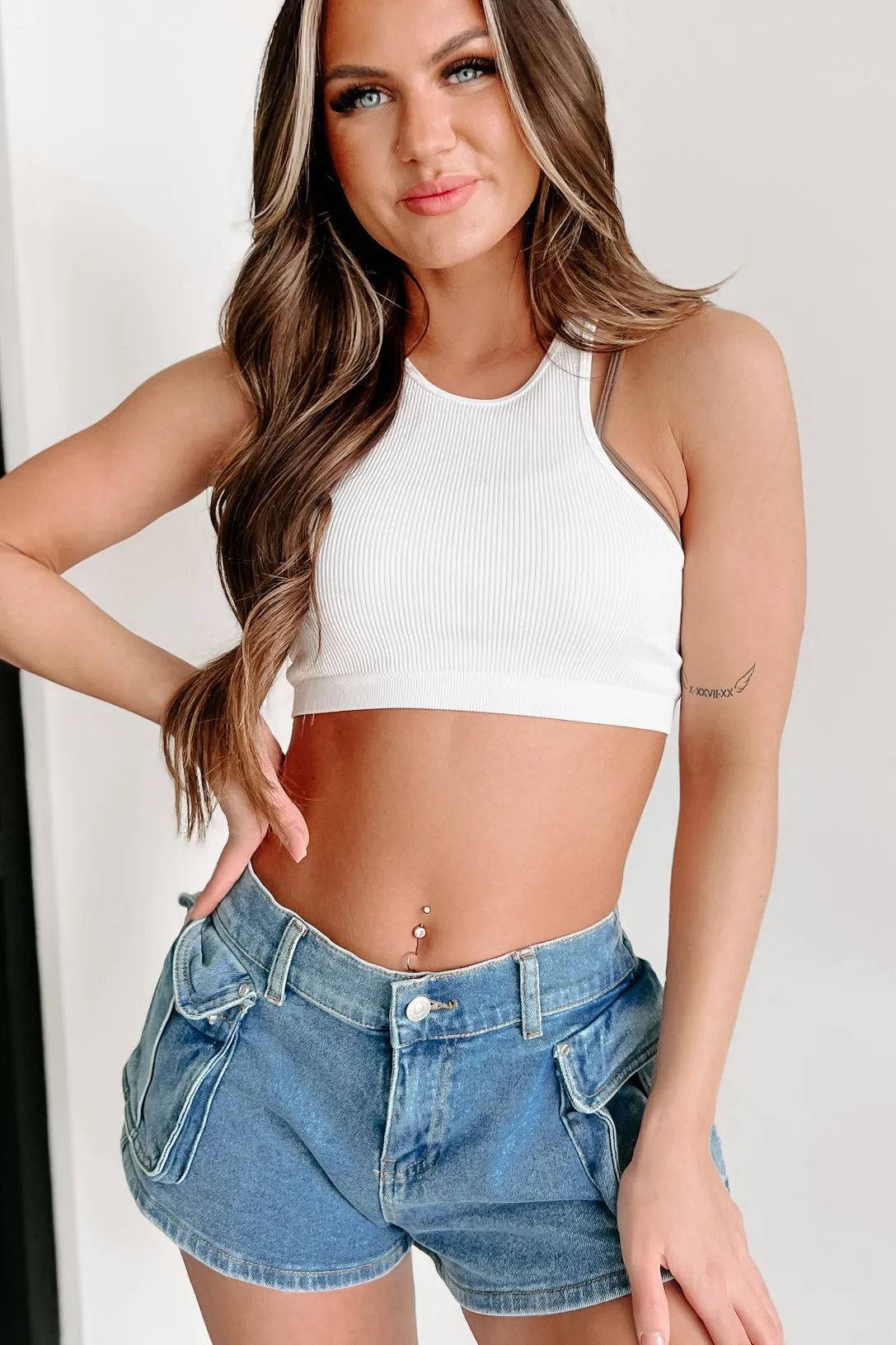 Enjoying My Day Double-Layered Crop Top (Off White/Dark Brown)