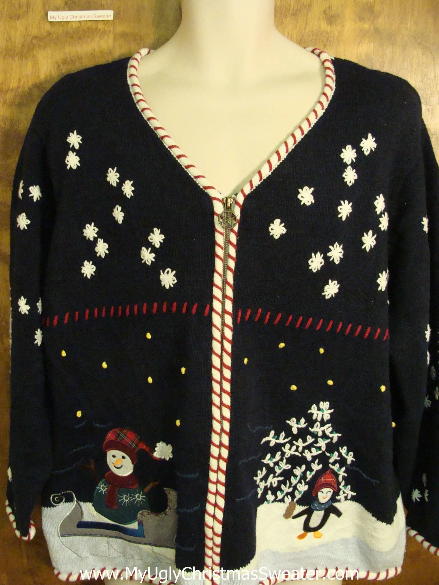 Festive 2sided Snowman Themed Funny Christmas Sweater