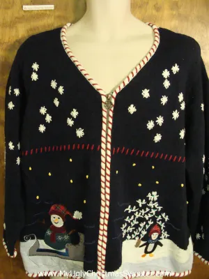 Festive 2sided Snowman Themed Funny Christmas Sweater