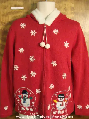 Fun Hoodie Snowglobe Themed Ugly Christmas Sweater