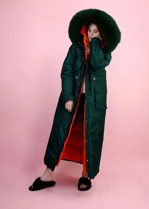 Fur Collar Hooded Long Down Puffer Parka
