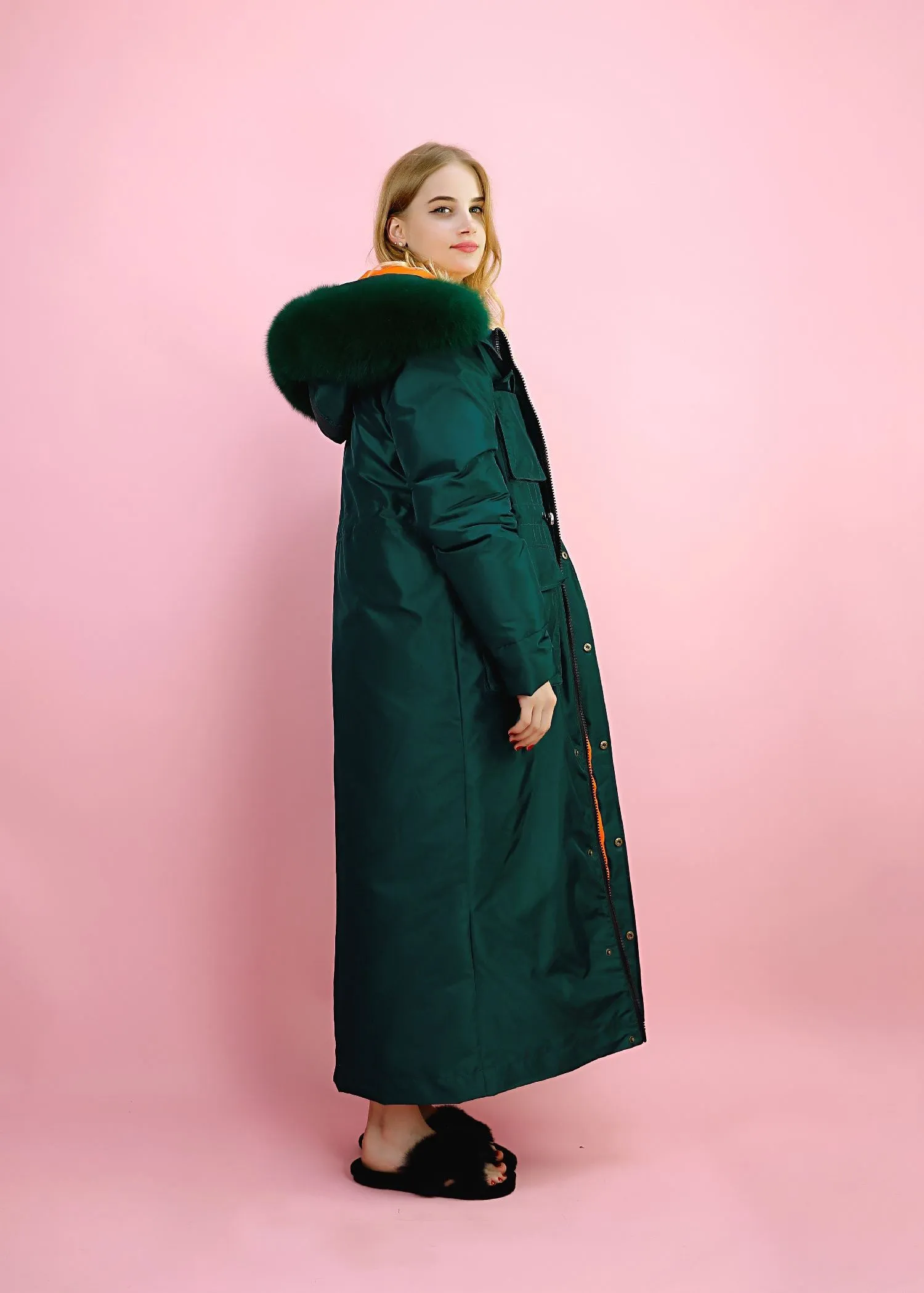 Fur Collar Hooded Long Down Puffer Parka