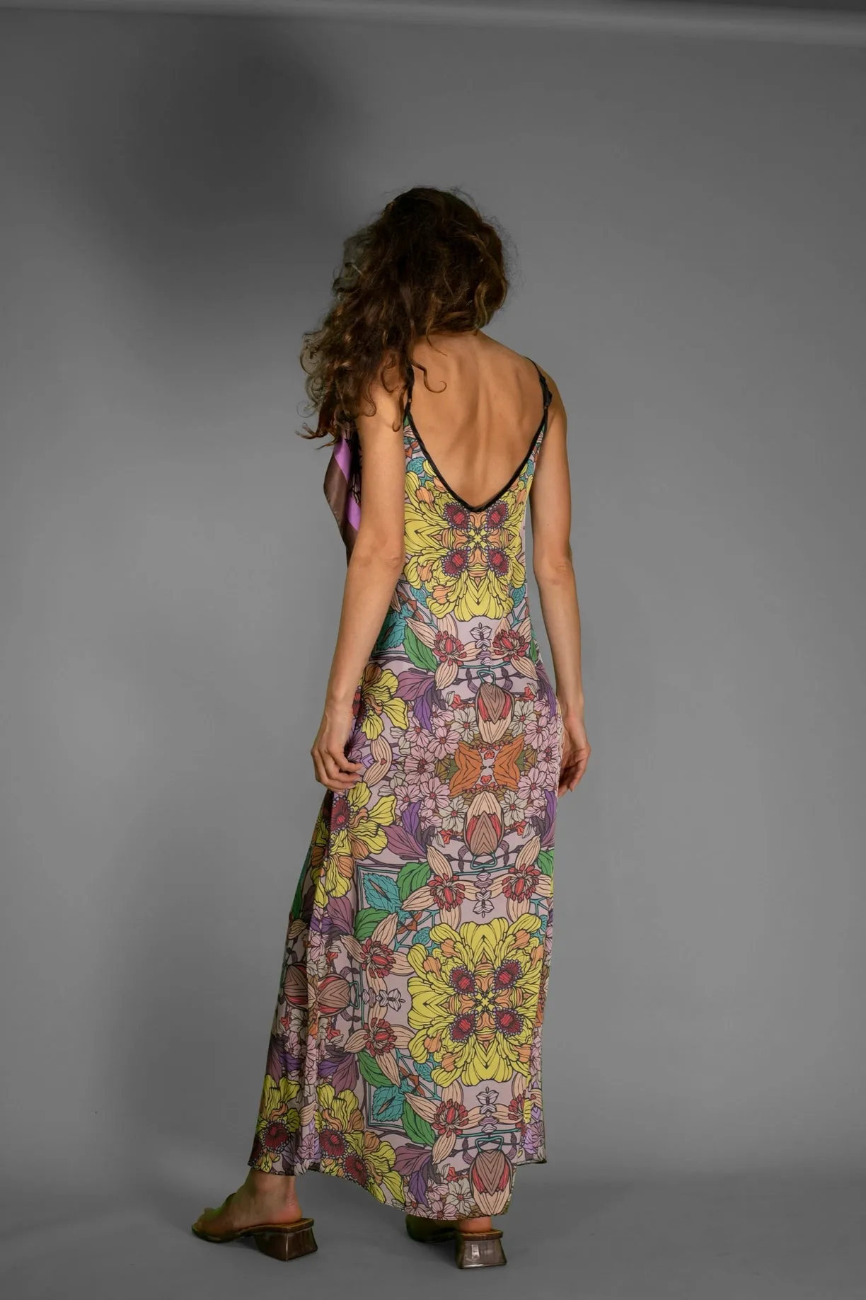 Golden Floral Slip Dress