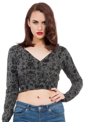 Gray Creepy Crawly Cardigan
