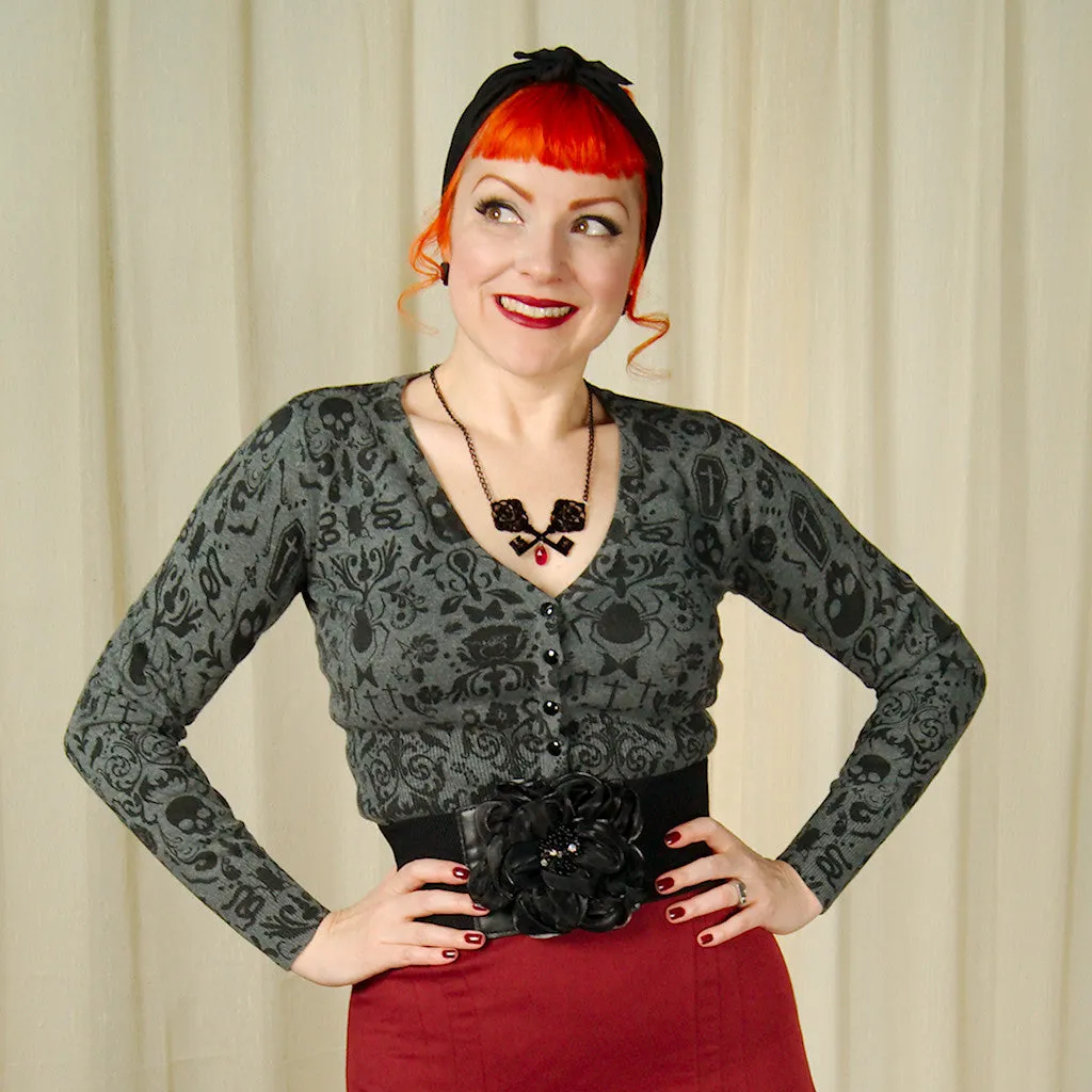 Gray Creepy Crawly Cardigan