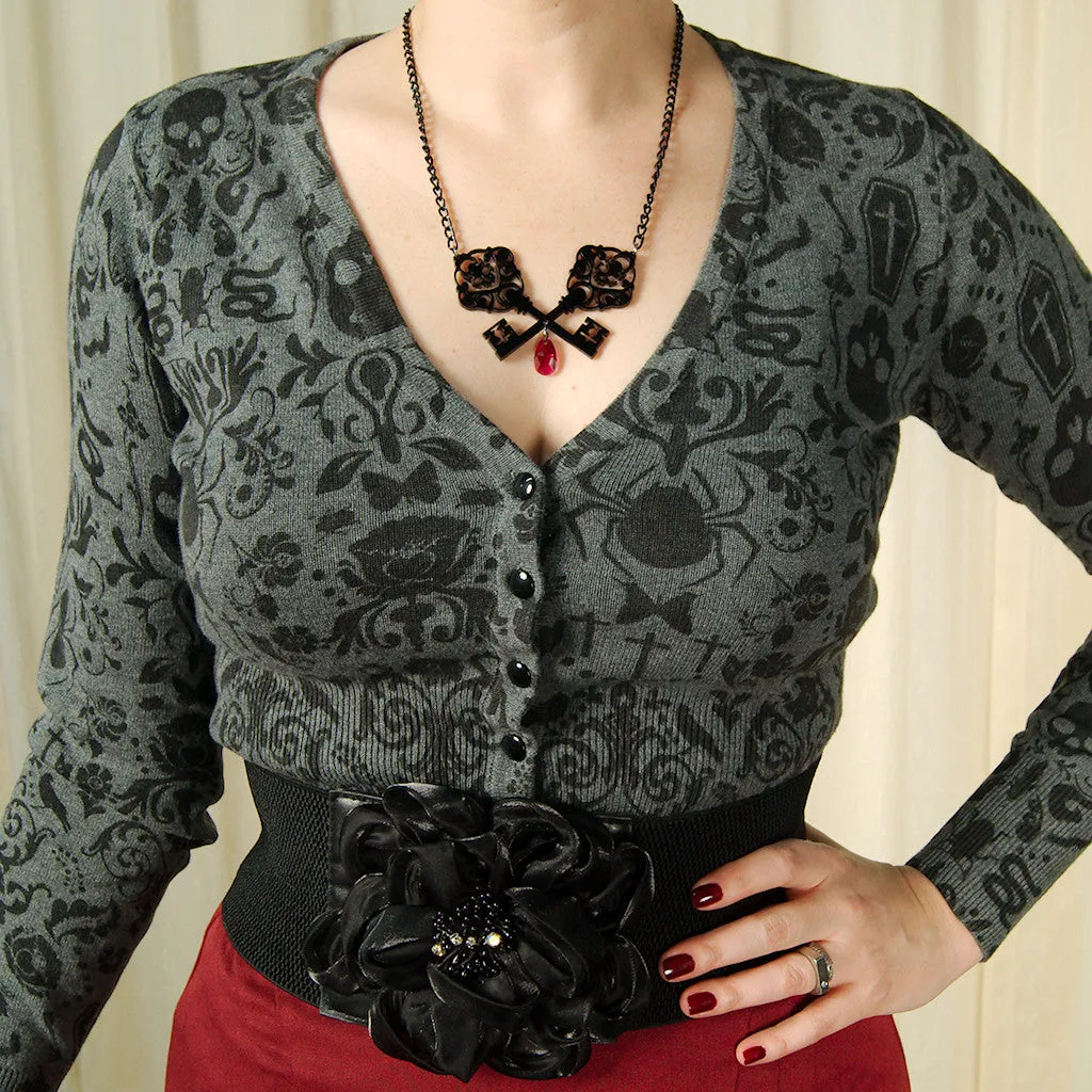 Gray Creepy Crawly Cardigan