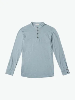 Henley Organic Cotton Slub Long Sleeve T-shirt Ice Grey