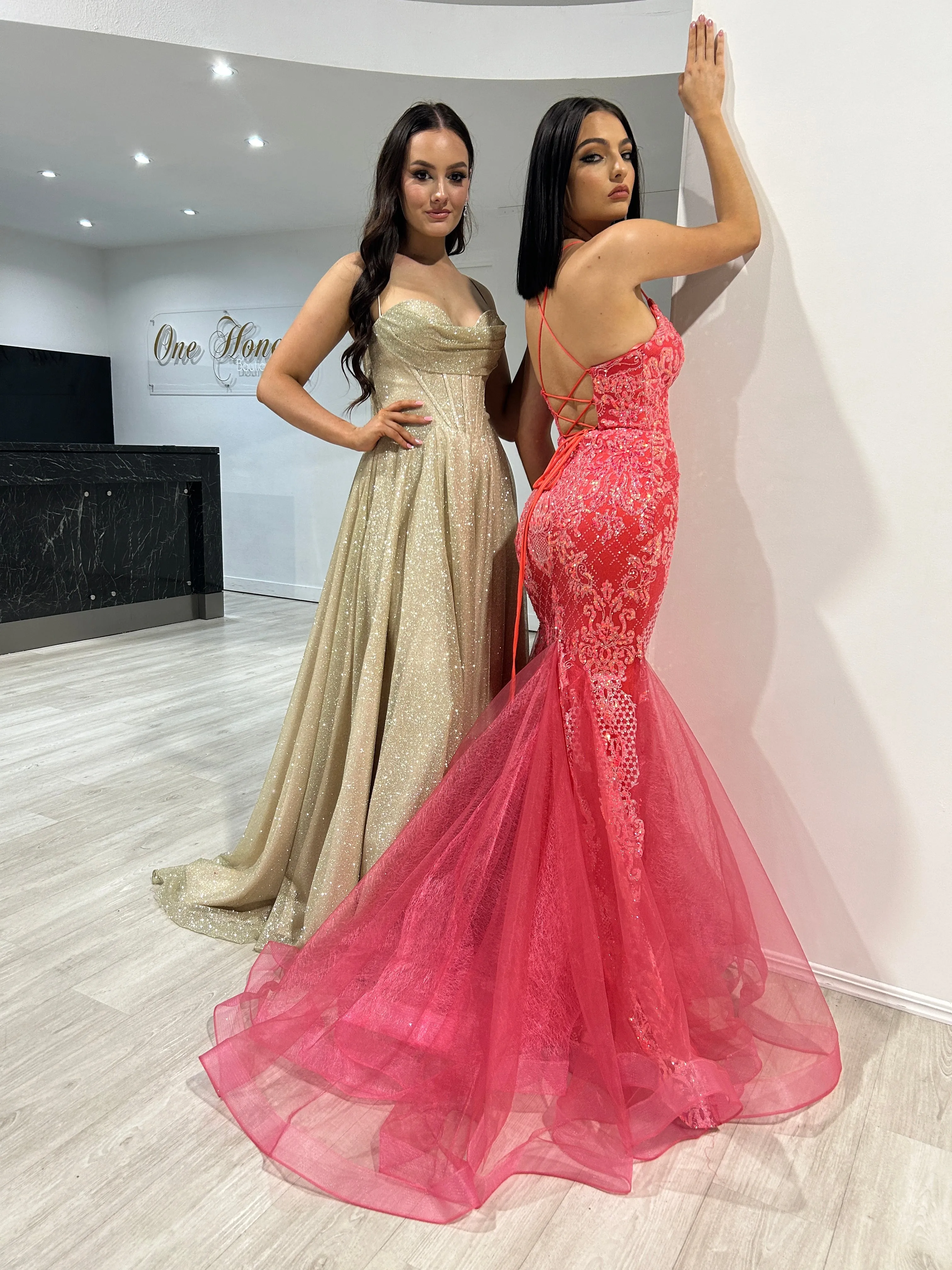 Honey Couture SHAYLA Sequin Glitter Fishtail Mermaid Formal Dress