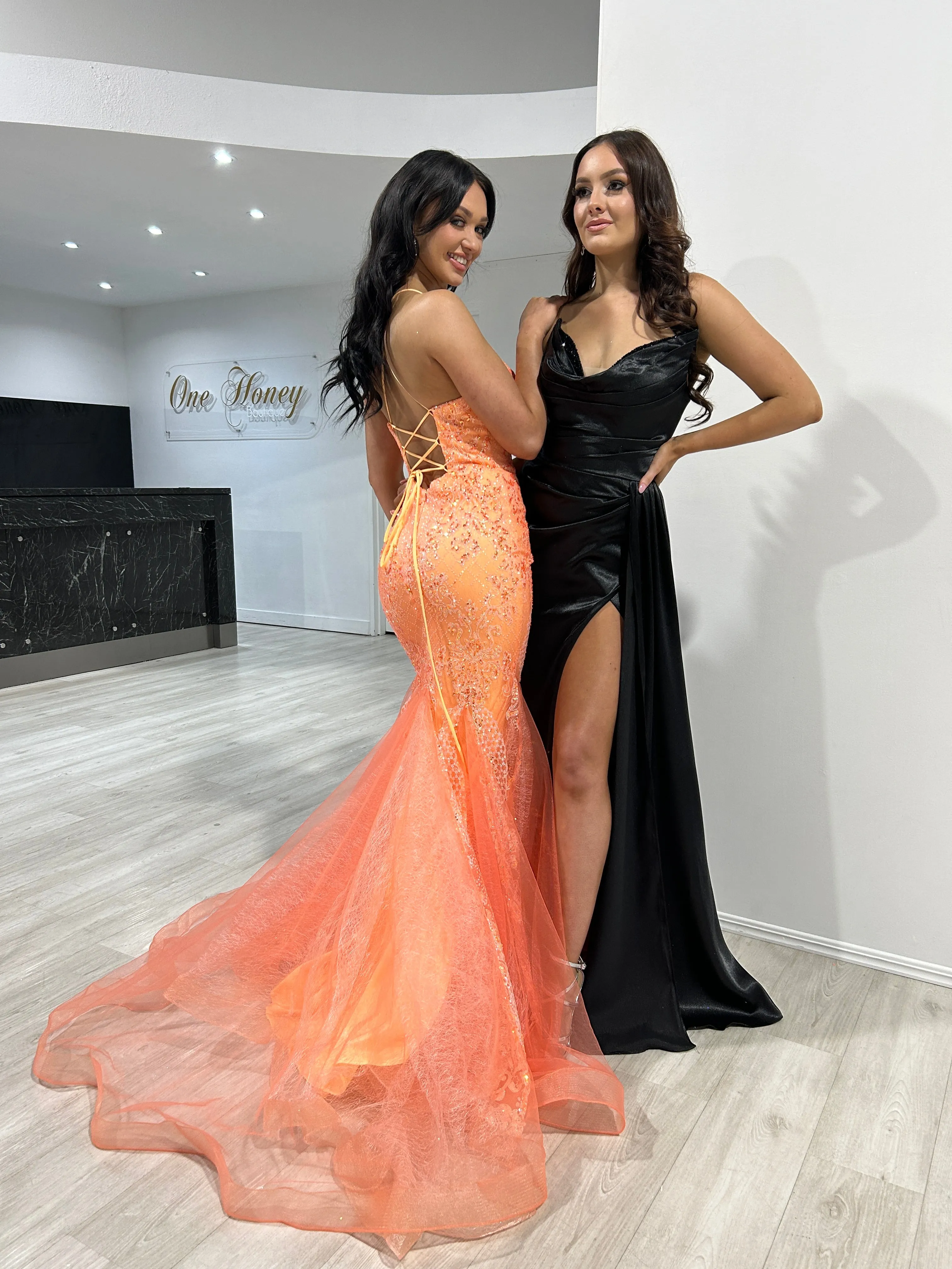 Honey Couture SHAYLA Sequin Glitter Fishtail Mermaid Formal Dress