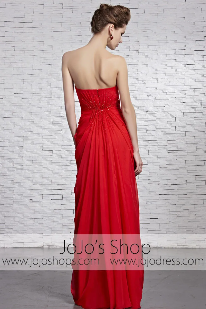 Hot Timeless Red Strapless Grecian Beauty Pageant Evening Dress CX881520
